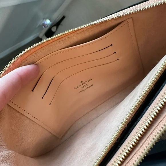 Louis Vuitton Double Zip Pink Leather Women's Bag Pouch WOC Pouchette crossbody - Picture 10 of 15